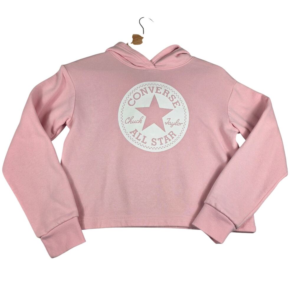 Juniors Pink Converse Cropped Hoodie